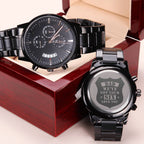 Men's Engraved Watch, We've Got Your Six, Charcoal Black, Gift Watch