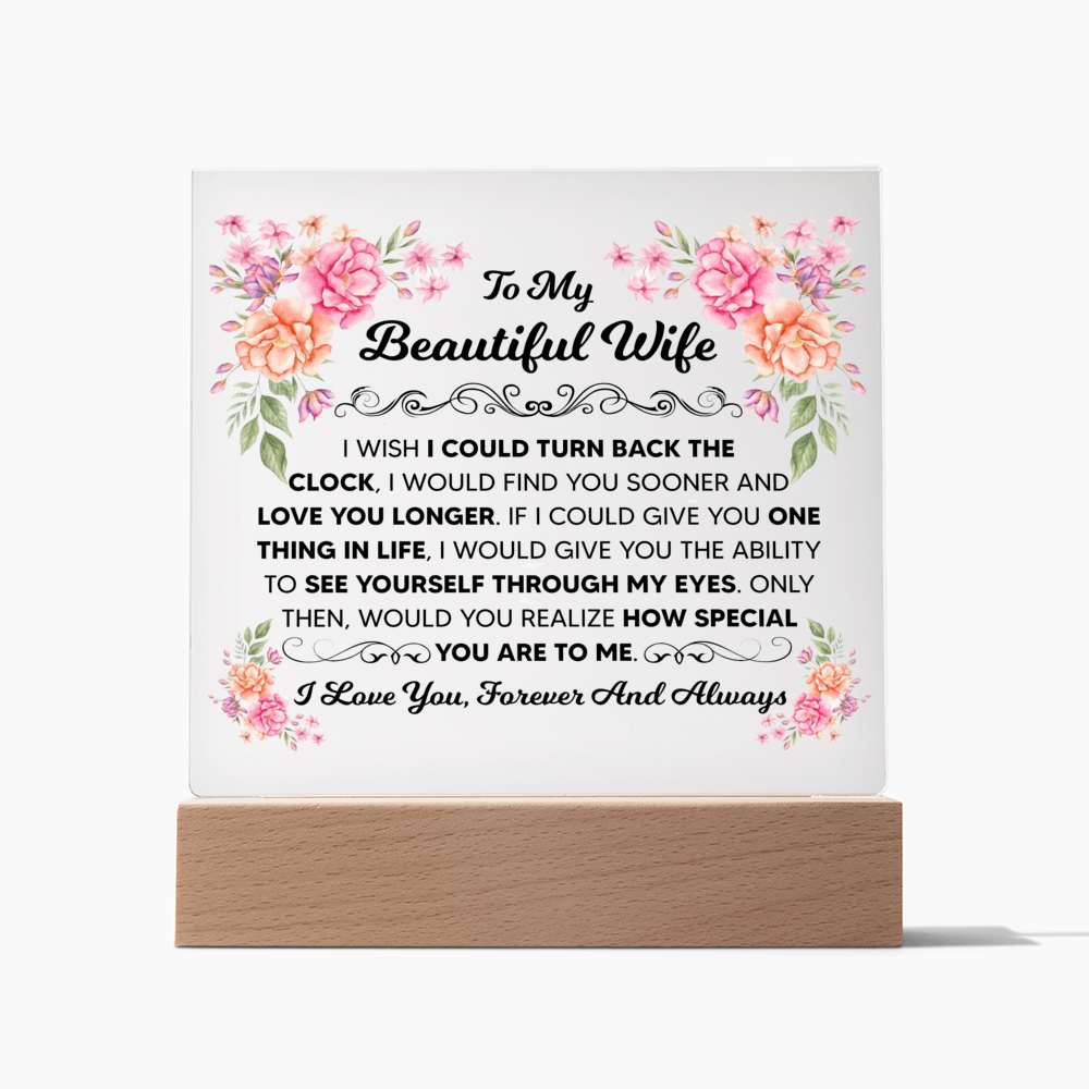 TO MY BEAUTIFUL WIFE SQUARE ACRYLIC PLAQUE 1