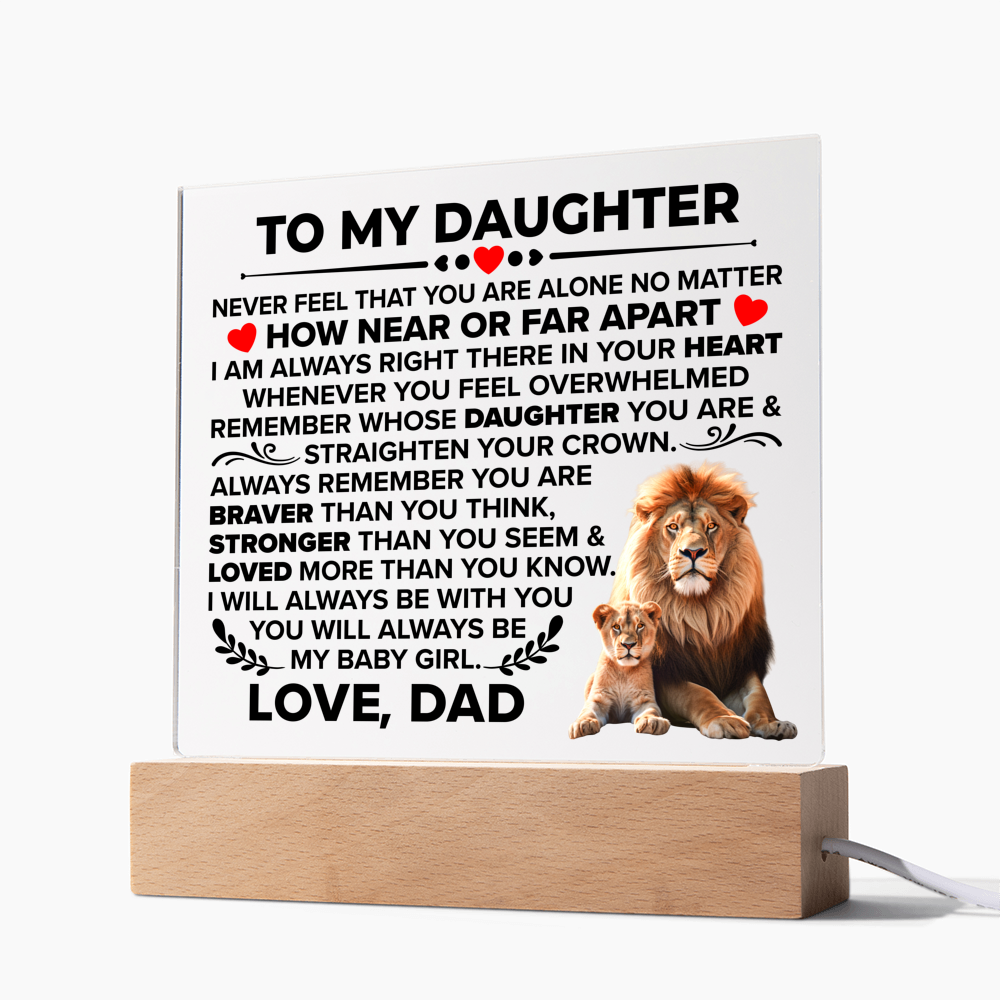 TO MY DAUGHTER BRAVER SQUARE ACRYLIC
